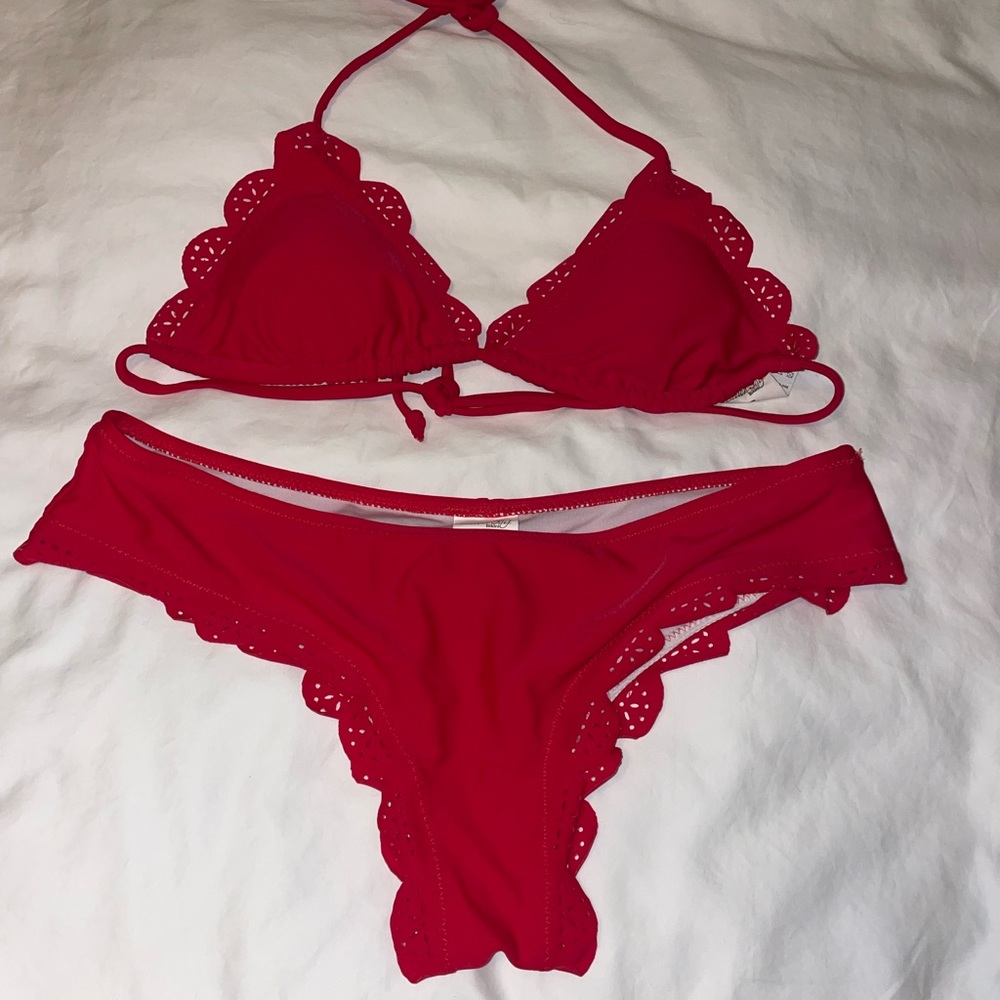 Beach Joy Red 2 piece scallop bikini small